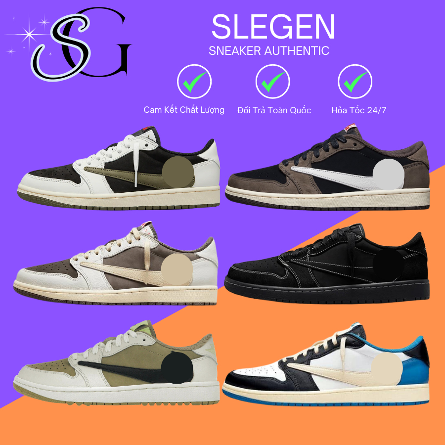 Giày Jorda 1 Low Travis Scott, Giày thể thao JD1 cổ thấp nam nữ đủ phối màu full box.