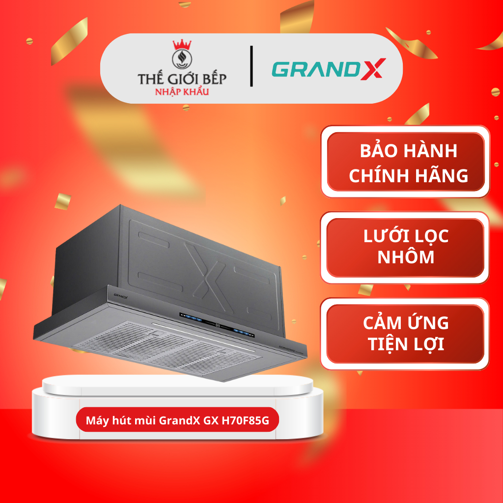 Máy hút mùi GrandX GX H70F85G - Công suất lớn, Điều khiển cảm ứng tiện lợi