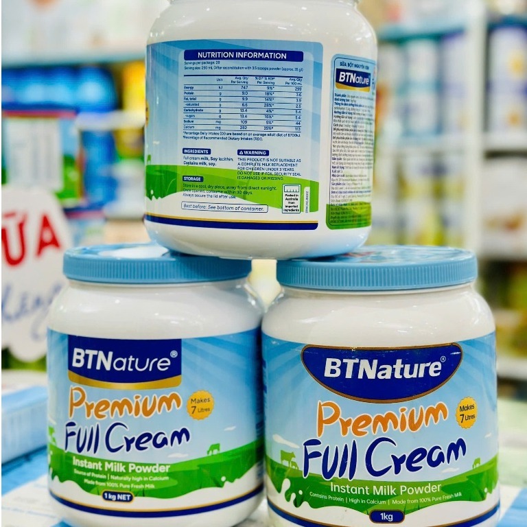 Sữa Tươi Dạng Bột Nguyên Kem BTNature Full Cream Bổ Sung Năng Lượng, Canxi & Protein 1kg
