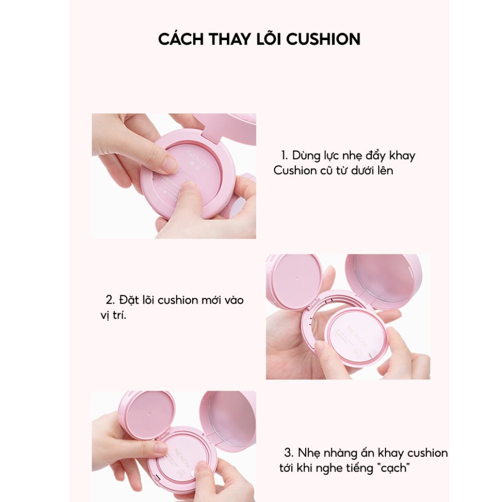 Ảnh 3 của Cushion kèm phấn phủ 2in1 MENOW Light Makeup Powder Cushion Powder Cream  kiềm dầu, dưỡng ẩm 17g