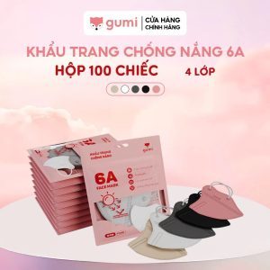 HỘP 100 CHIẾC Khẩu trang chống nắng 6A Gumi Mask 4 lớp kháng khuẩn kiểu dáng thời trang