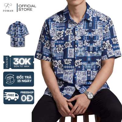 Áo sơ mi tay ngắn Nam form suông F FOMAN Hoạ tiết Ocean Tribe vải Lụa mềm mịn, thấm hút, thoáng mát