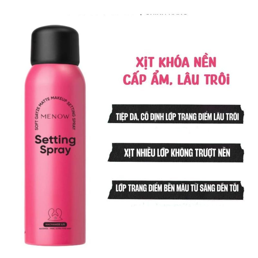 Ảnh 6 của Xịt khóa nền MENOW SETTING SPRAY lâu trôi, cấp ẩm, hơi thở sương mù 100ml