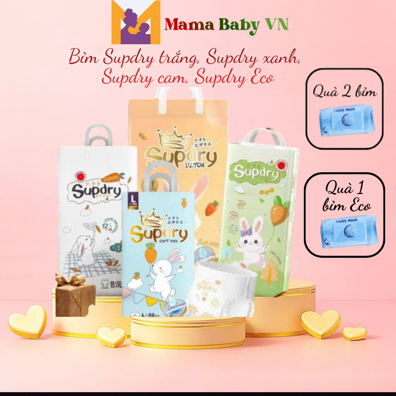 Tã bỉm SUPDRY cao cấp, trắng, utra, eco quần dán size S72 M64 L58 M55 L52 XL46 XXL42 XXXL40