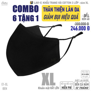  Khẩu trang Cỡ Rất Lớn cho Khuôn mặt Rất Lớn khẩu trang vải cotton màu đen 3 lớp Azumikichi E1XL 
