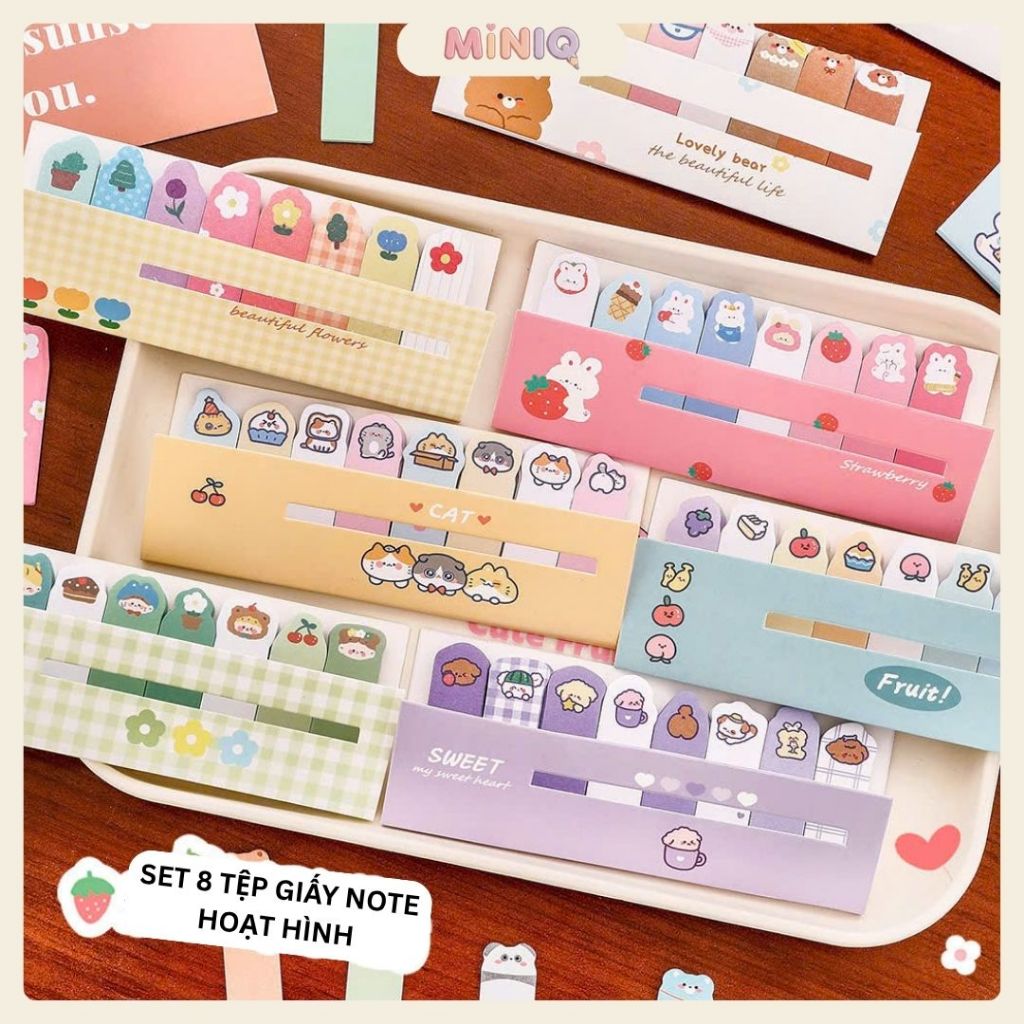 Set 120 Miếng Giấy Note MINIQ - Set Giấy Dán Ghi Chú, Đánh Dấu, Sticky, Giấy Note To Do List...