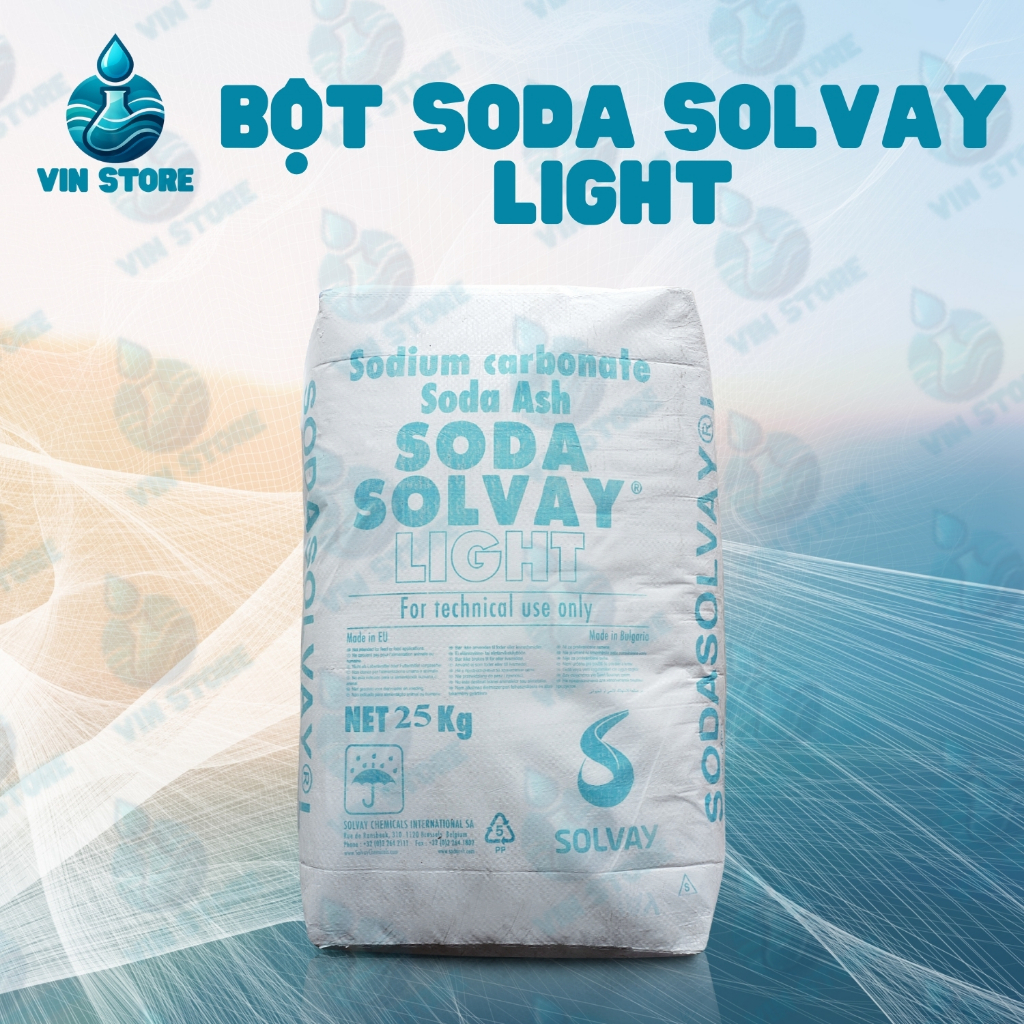 Bột Soda Solvay Light Na2CO3 (25kg/bao), tẩy rửa công nghiệp, xử lý nước thải, hóa chất môi, tăng độ