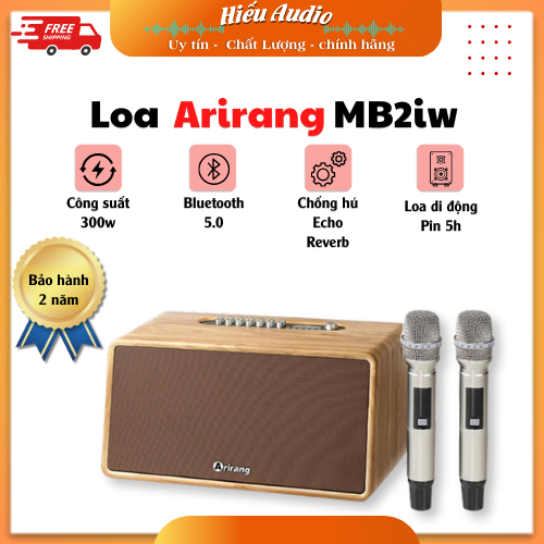 Loa karaoke di động Arirang MB2iw - Kèm 2 mic bảo hành chính hãng 2 năm