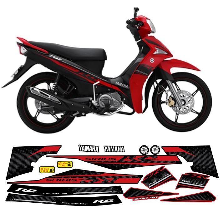 tem sirius fi in theo mẫu RC EDITION 2017 đỏ đen decal rời 3 lớp cao cấp