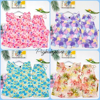  Đồ Tole Nữ Mặc Nhà 52-80kg Bộ Tone Lanh Nữ Trung Niên VNXK ,Quần Lửng Áo Cổ Tròn Tay Cánh Tiên - Pigbabystore 