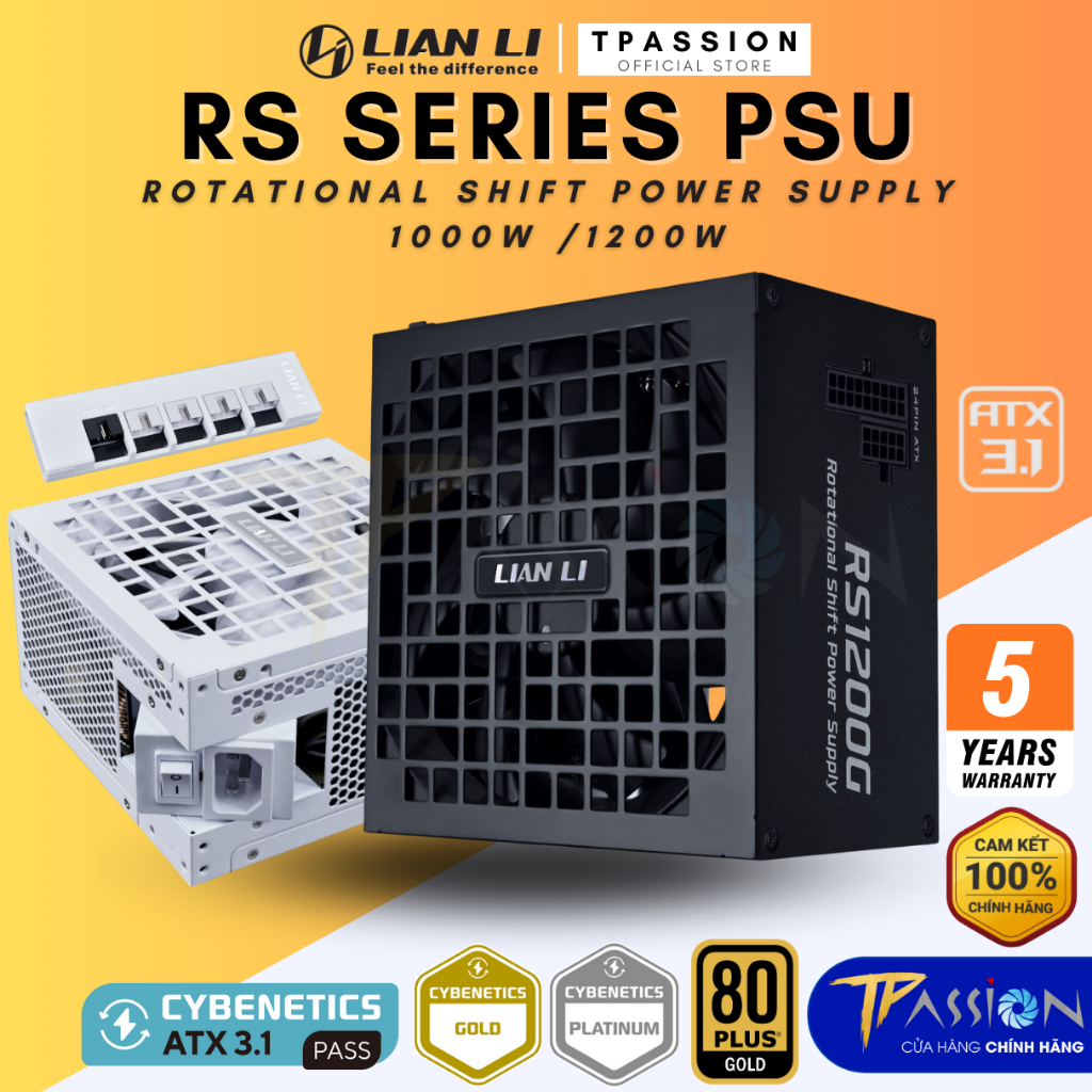 Nguồn PSU LIAN LI RS1200G 1200W / RS1000G 1000W - 80 PLUS GOLD - ATX 3.1 - Chính Hãng, đảo gốc nguồn