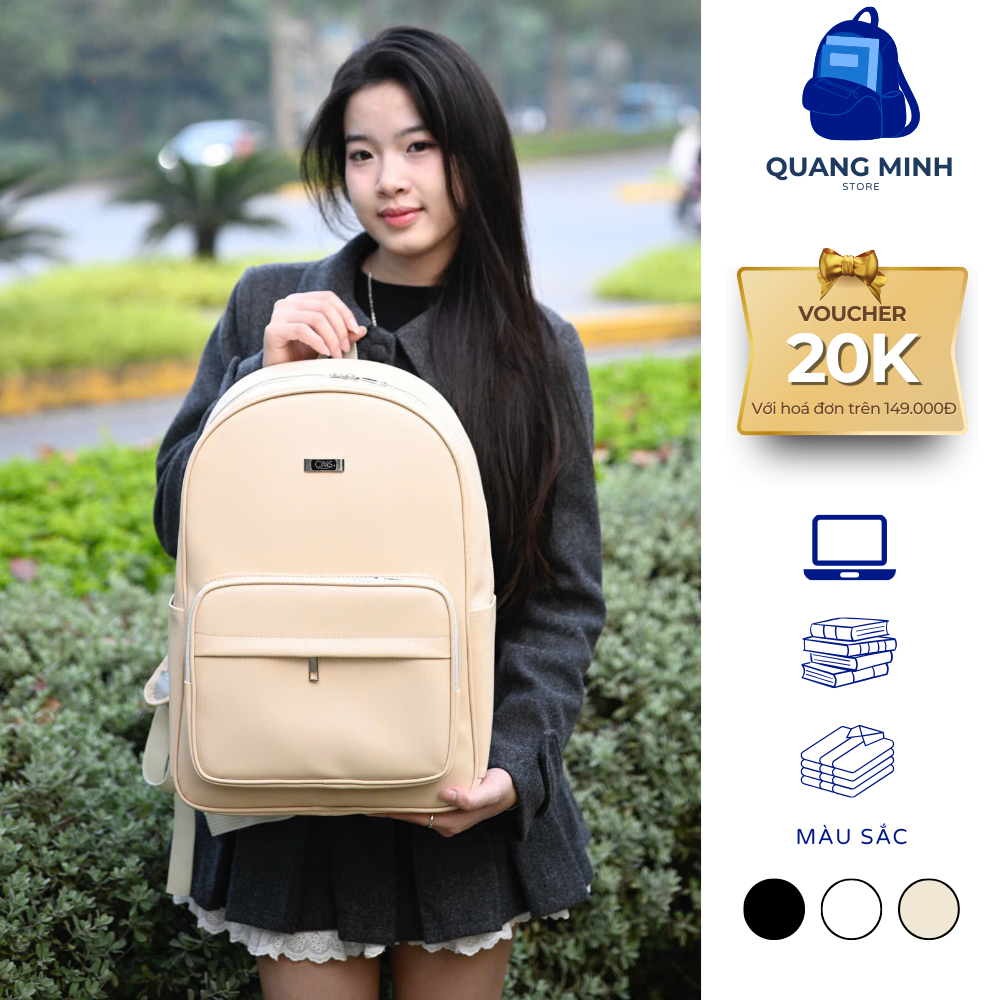 [MẪU MỚI] Balo da PU unisex túi hộp, balo form cứng cáp chống nước, chống xước đựng laptop 16.5inch