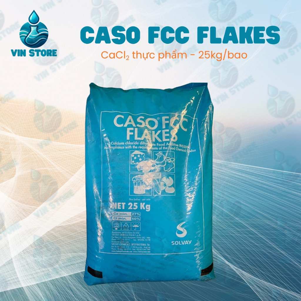 Caso CaCl2 Flakes (25kg) - Canxi Clorua Phụ Gia Thực Phẩm FCC, Tăng Cứng, Giữ Độ Giòn | VIN STORE CH