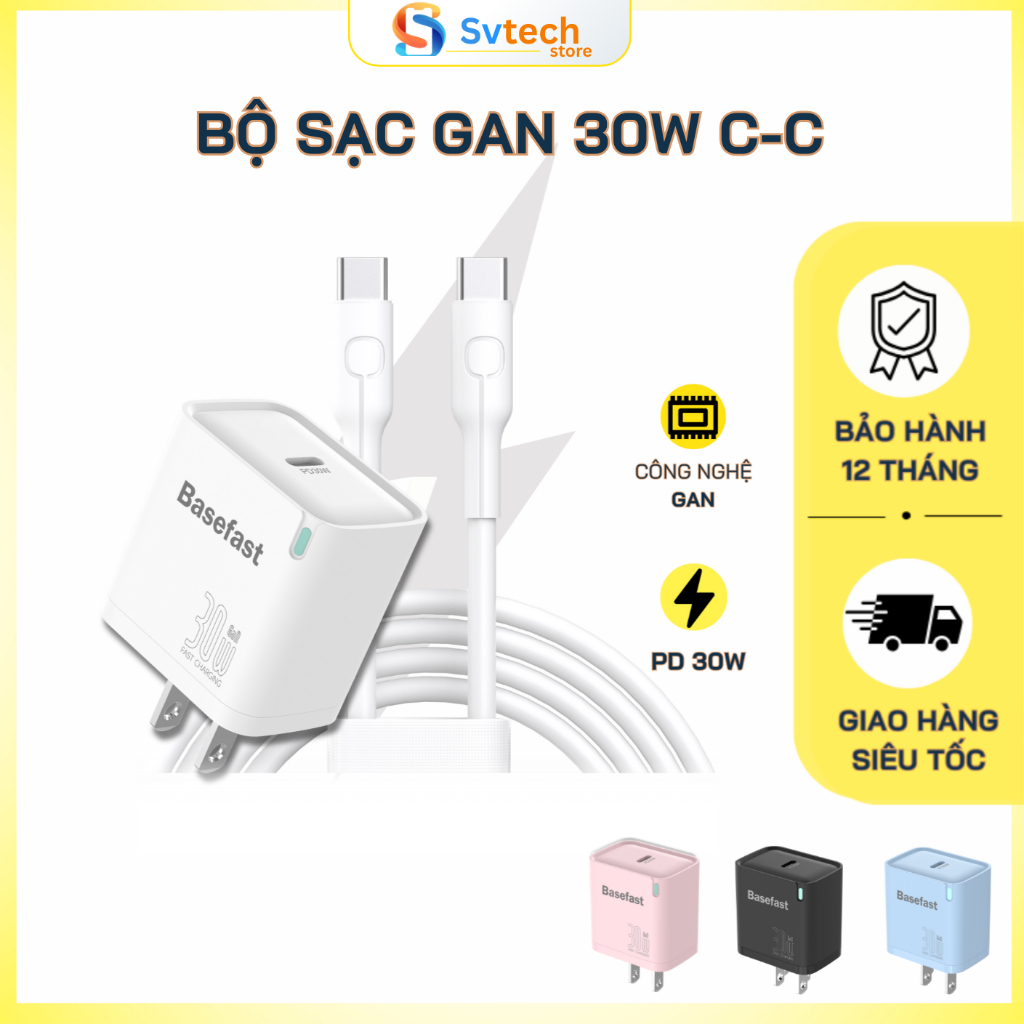 Combo Bộ sạc nhanh 30W TYPE-C cho ANDROI, Củ Sạc kèm Cáp 2 đầu C-C cho phone 15 16,17promax , samsun