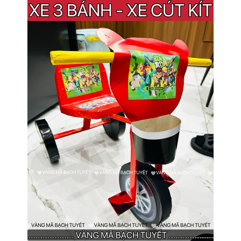 Xe đạp ba bánh , xe cút kít cho bé trai, bé gái (Vàng mã bạch tuyết)Hàng Giao hỏa tốc, khách nhắn đặ