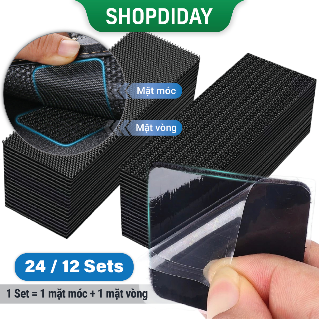 Bộ 24 Sets Miếng Dán Cố Định Thảm Lót Sàn Thảm Taplo Ô Tô Thảm Ghế Sofa Giường Hai Mặt Siêu Dính N13