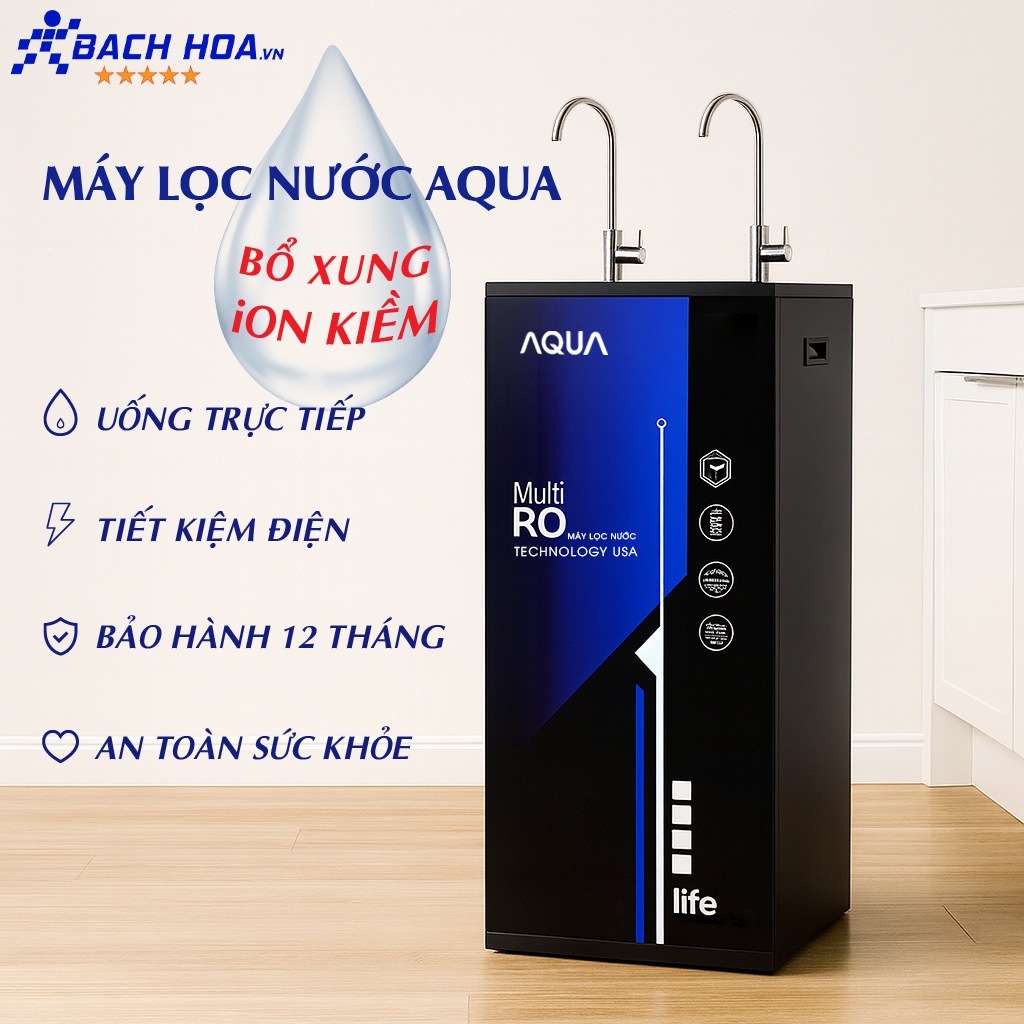 Máy Lọc Nước AQUA TỦ KÍNH (Vòi uống trực tiếp - KHÔNG có Nóng Lạnh) CHÍNH HÃNG BH 12 THÁNG