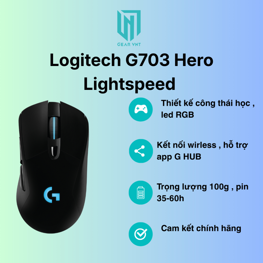 Logitech G703 Hero Lighspeed | Chuột gaming chính hãng