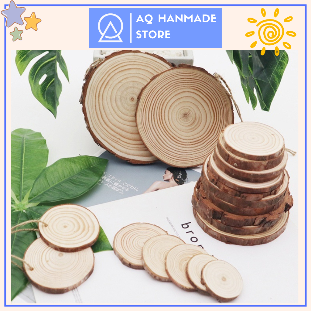 Lát gỗ thông Từ 4-11cm decor trang trí Giáng Sinh Làm Đồ Handmade - Khoanh gỗ Đế gỗ làm cây thông Noel 2026