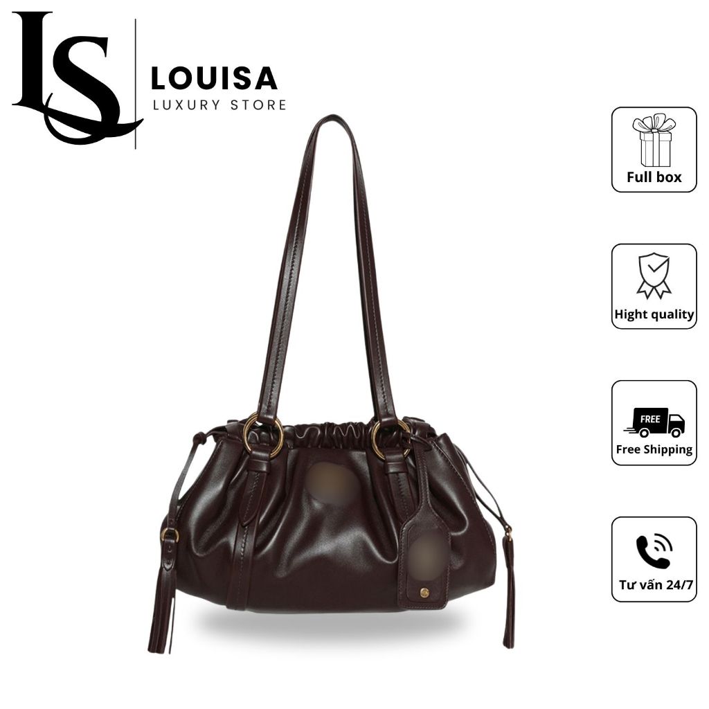 Túi hobo M.i.u M.i.u Louisa Store, da mềm, rút dây , dáng bồng thanh lịch, dây đeo, khoá vàng