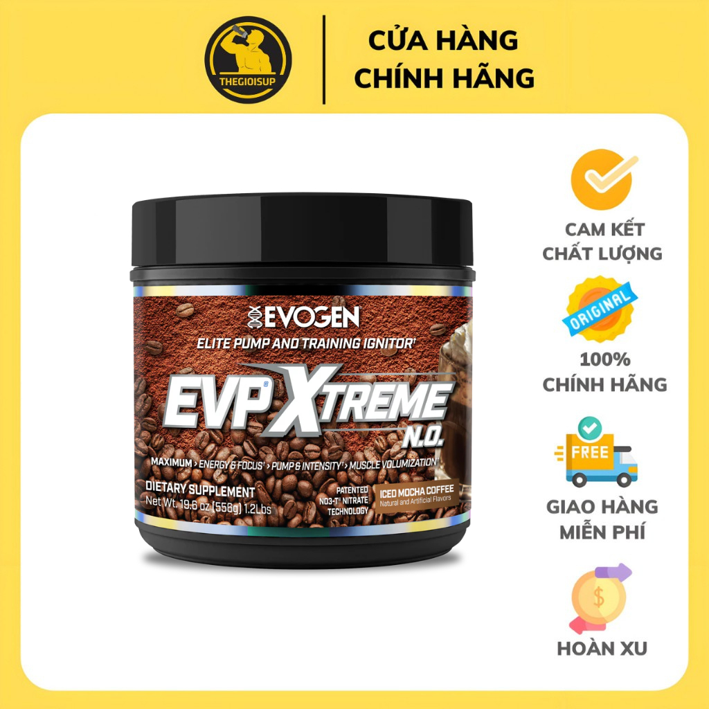 Bột EVOGEN EVP XTREME - Hỗ trợ tăng sức mạnh, tăng cơ (40 lần dùng) - Vị Iced Mocha Coffee