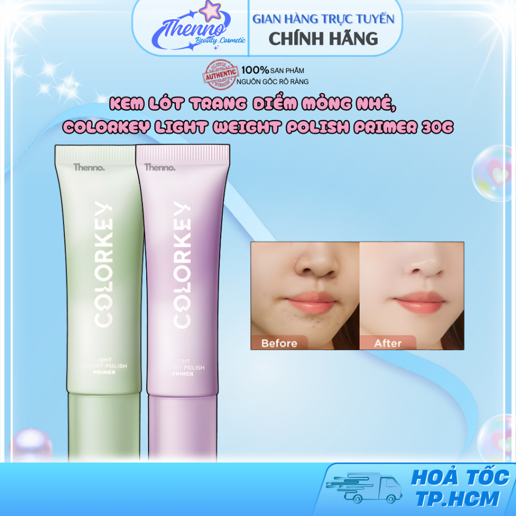 Kem Lót Trang Điểm Mỏng Nhẹ, Nâng Tông, Làm Đều Màu Da Colorkey Light Weight Polish Primer 30g