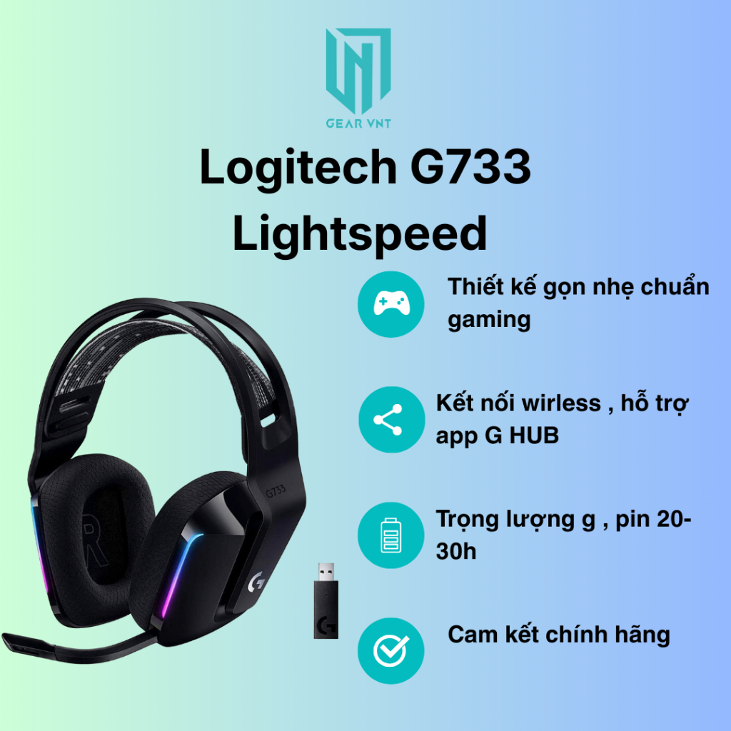 Logitech g733 Lightspeed | Tai nghe gaming chính hãng