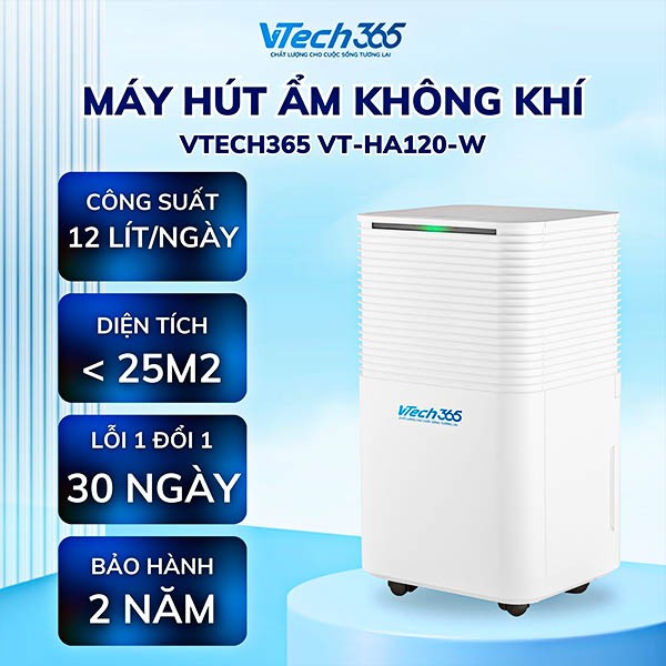 Máy hút ẩm dân dụng VTECH365 kết nối WIFI VT-HA120-W 12lit,20lit,35lit,50lit,60lit,100lit-ngày