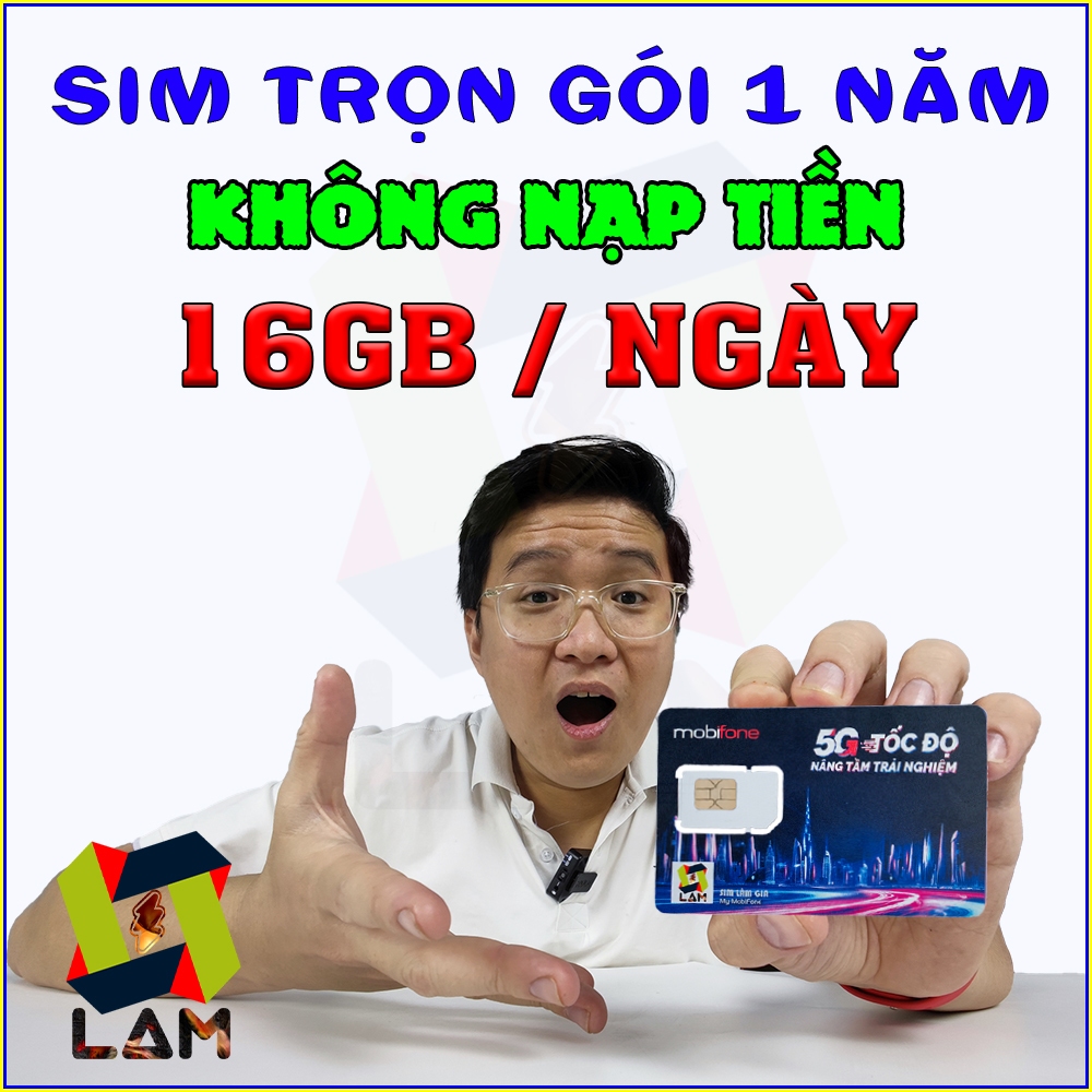 SIM 4G 5G, SIM Data Mobifone 16GB/Ngày (có eSIM) - Trọn gói 1 Năm KHÔNG NẠP TIỀN | MDT150 12MDT150
