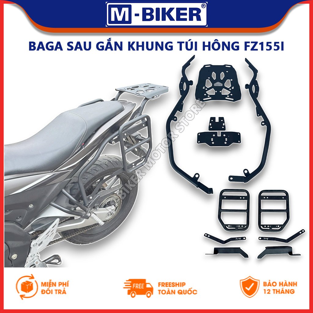 M-Biker | Baga Fz155, Baga hông Fz155, Khung treo túi Fz155, Baga sau gắn khung treo túi hông Fz155
