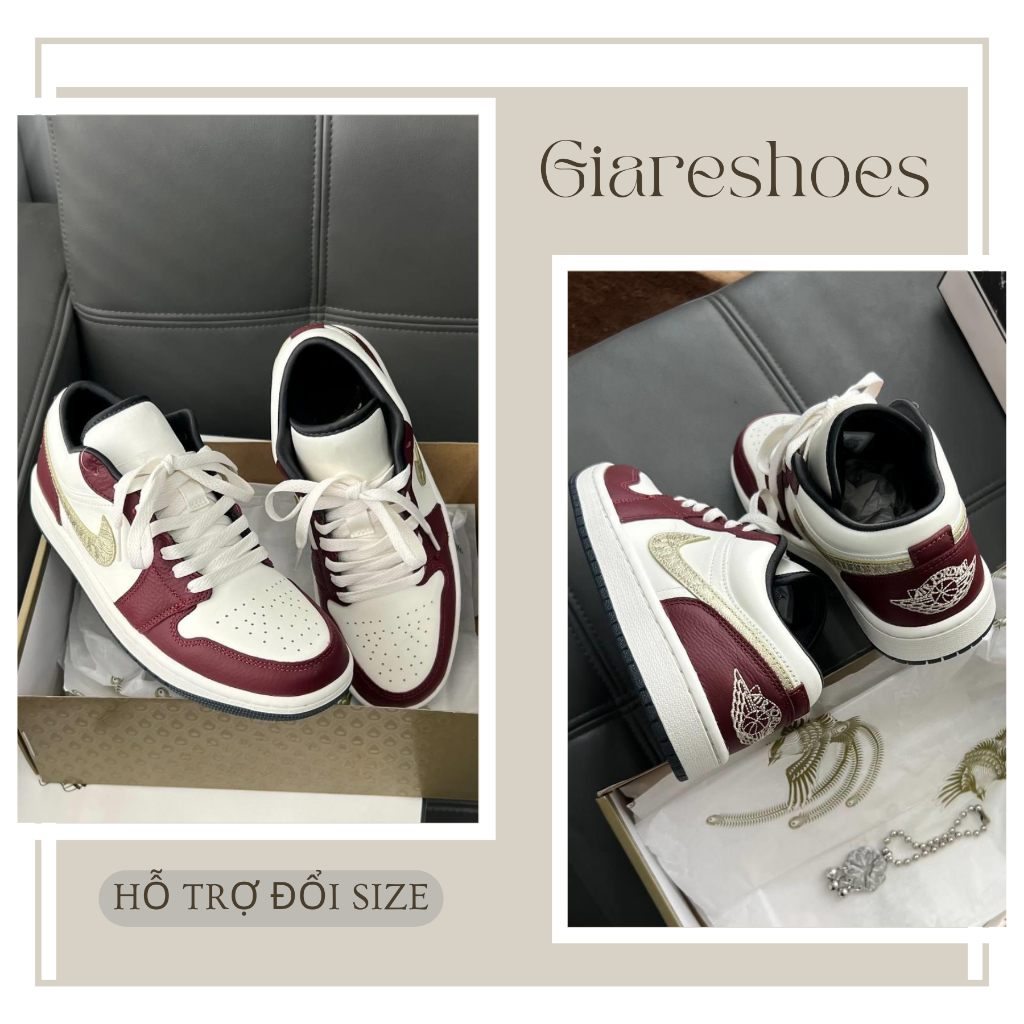 Giày Sneaker Nam Nữ, Giày Thể Thao Cổ Thấp Đỏ Vệt Vàng