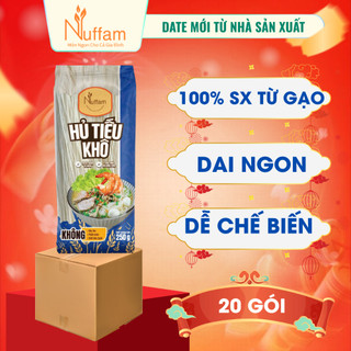 ( 1 Thùng - 20 Gói ) Hủ Tiếu Khô Mỹ Tho Dai Ngon Tự Nhiên Hữu Cơ Nuffam - Gói 250g