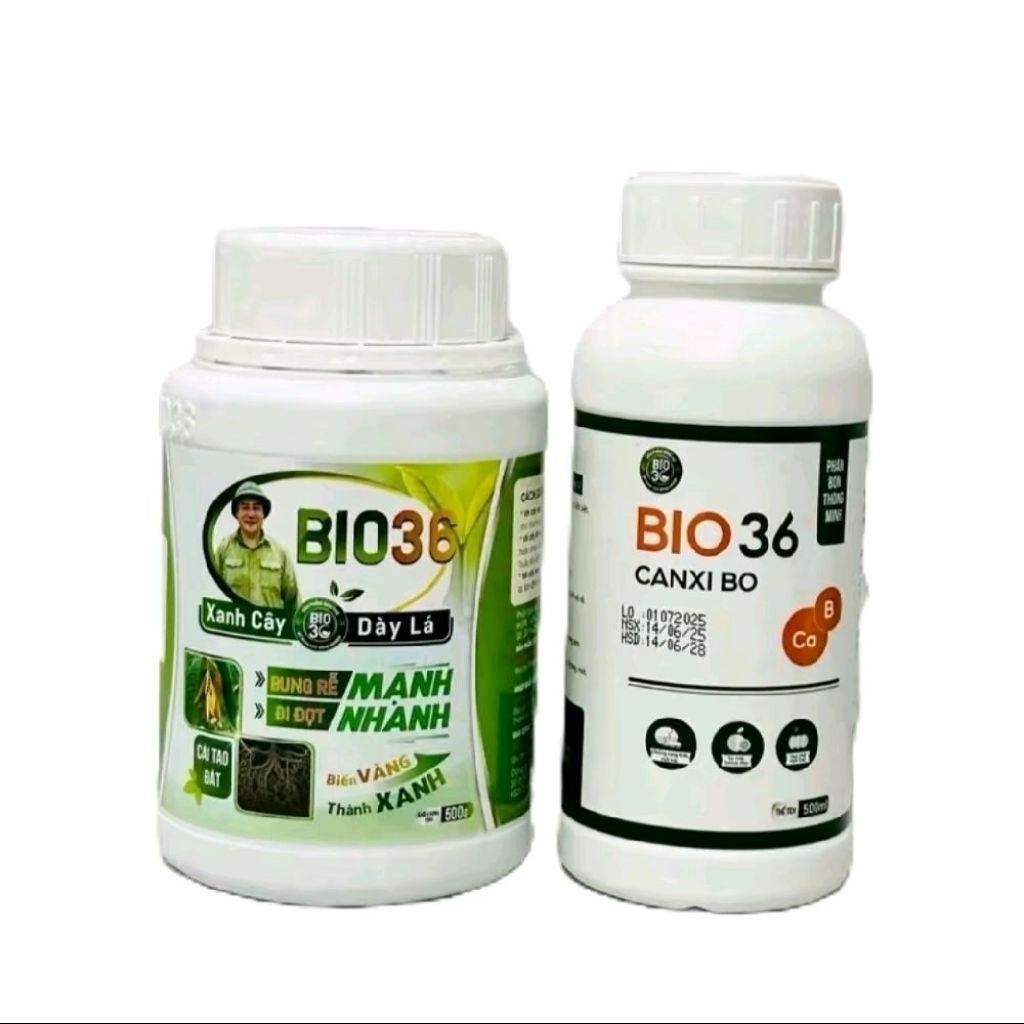Phân bón bio 36 500g+ CANXI BO BIO 36 500ml. Kích rễ mạnh, xanh cây dày lá, dưỡng quả dai cuống . CA