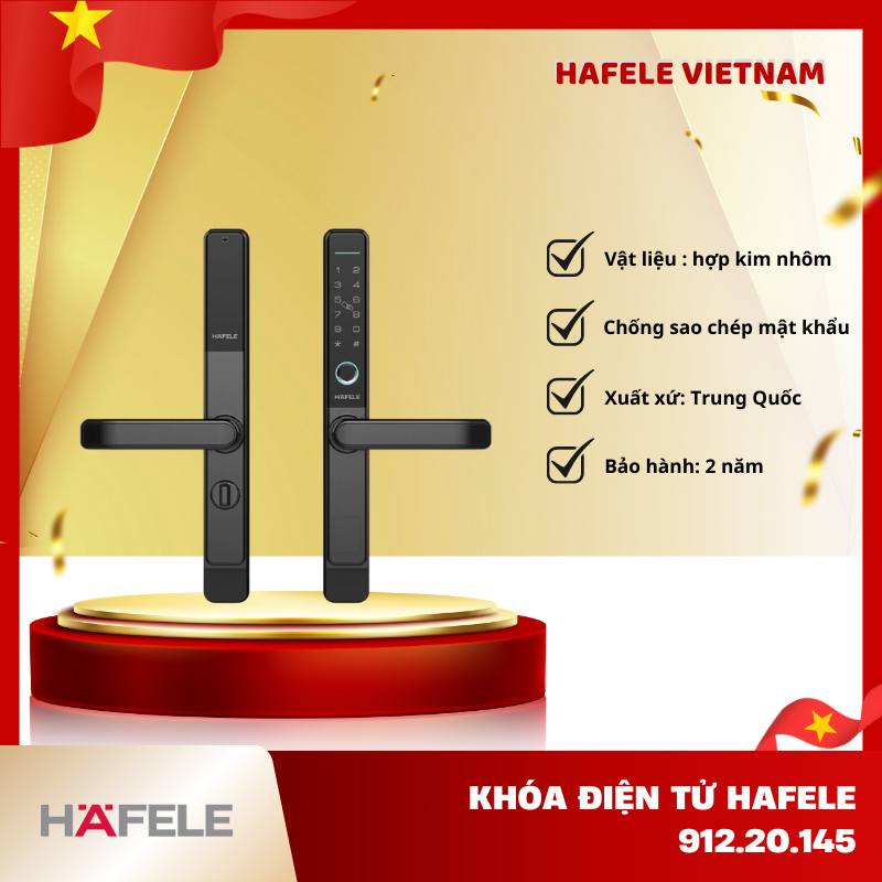 Khóa Điện Tử Cửa Nhôm Hafele DL6600 912.20.145  – Lưu Trữ Vân Tay - FEM