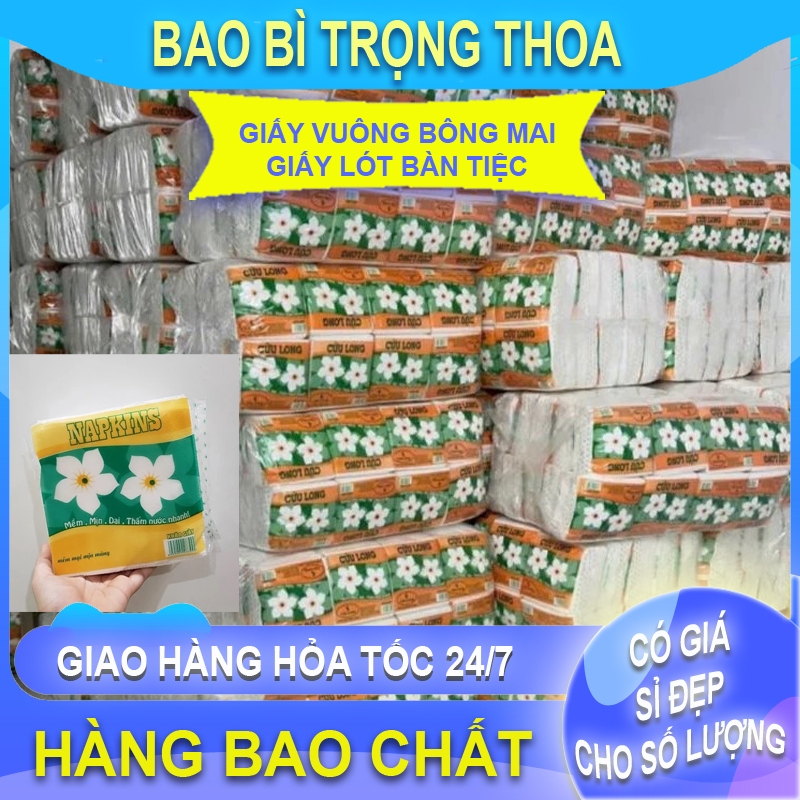 10 gói Giấy vuông bông mai, giấy vuông giá rẻ, giấy lót chén