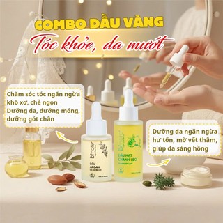 Combo Dầu dưỡng_Dầu argan 30ml_Dầu chanh leo 50ml