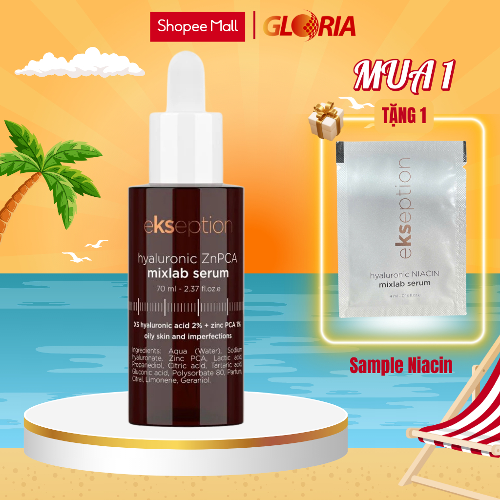  Serum Kẽm Ekseption Hyaluronic ZnPCA HA + 1% ZnPCA Giảm Mụn Kiềm Dầu 75ml 