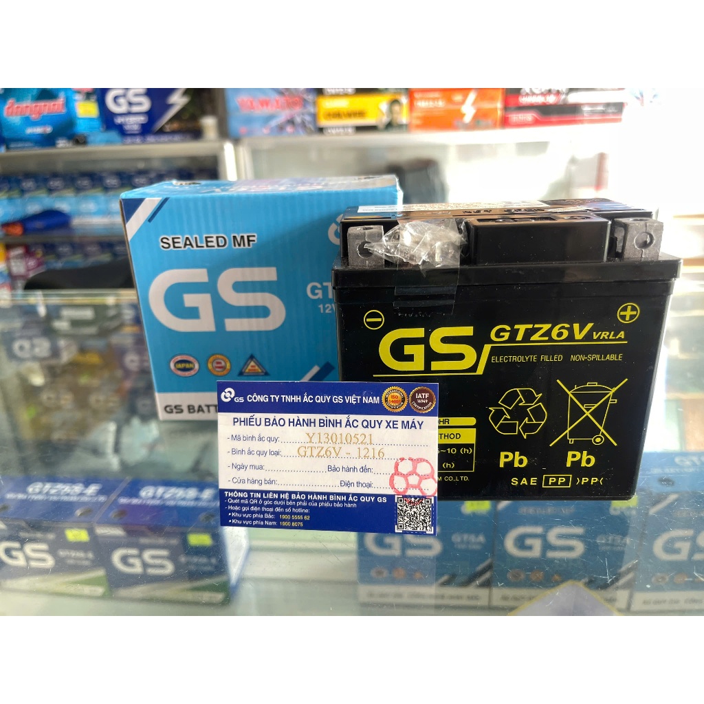 Bình Ắc Quy xe máy GS GTZ6V (12V - 5Ah) dùng cho xe PCX Vision Lead125,Sh Việt,Winner Air Blade
