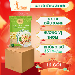 ( 1 Thùng -  12 Gói ) Nui Ống Dài Vàng Đậu Xanh 100% Hữu Cơ Eat Clean Giảm Cân Ăn Kiêng Nuffam