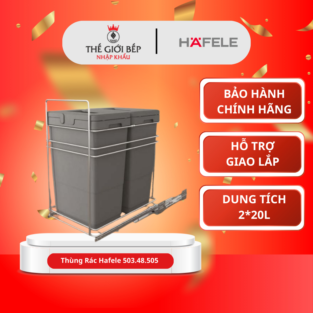Thùng Rác Gắn Cánh Viola 503.48.505 Hafele - Gắn Cánh Tủ Tiện Dụng, Nắp Đậy Kín, Dễ Vệ Sinh