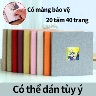  Album tự dán bìa vải bố có thể dán ảnh nhiều kích thước thiết kế cửa sổ ở mặt trước Có lớp bảo vệ 
