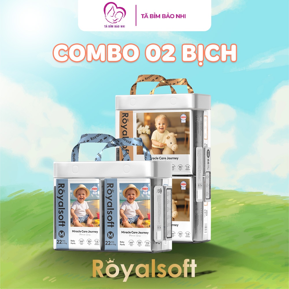 COMBO 2 BỊCH Bỉm Royalsoft Chính Hãng, Tả Royal Soft Cao Cấp Siêu Mềm Mỏng, Tã Có Đủ Size