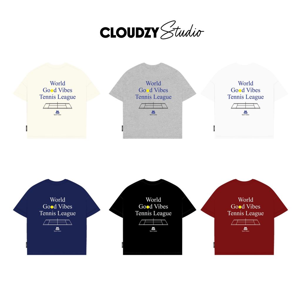 Áo thun boxy TENNIS Cloudzy Studio basic, áo phông form rộng premium 100% cotton 250gsm