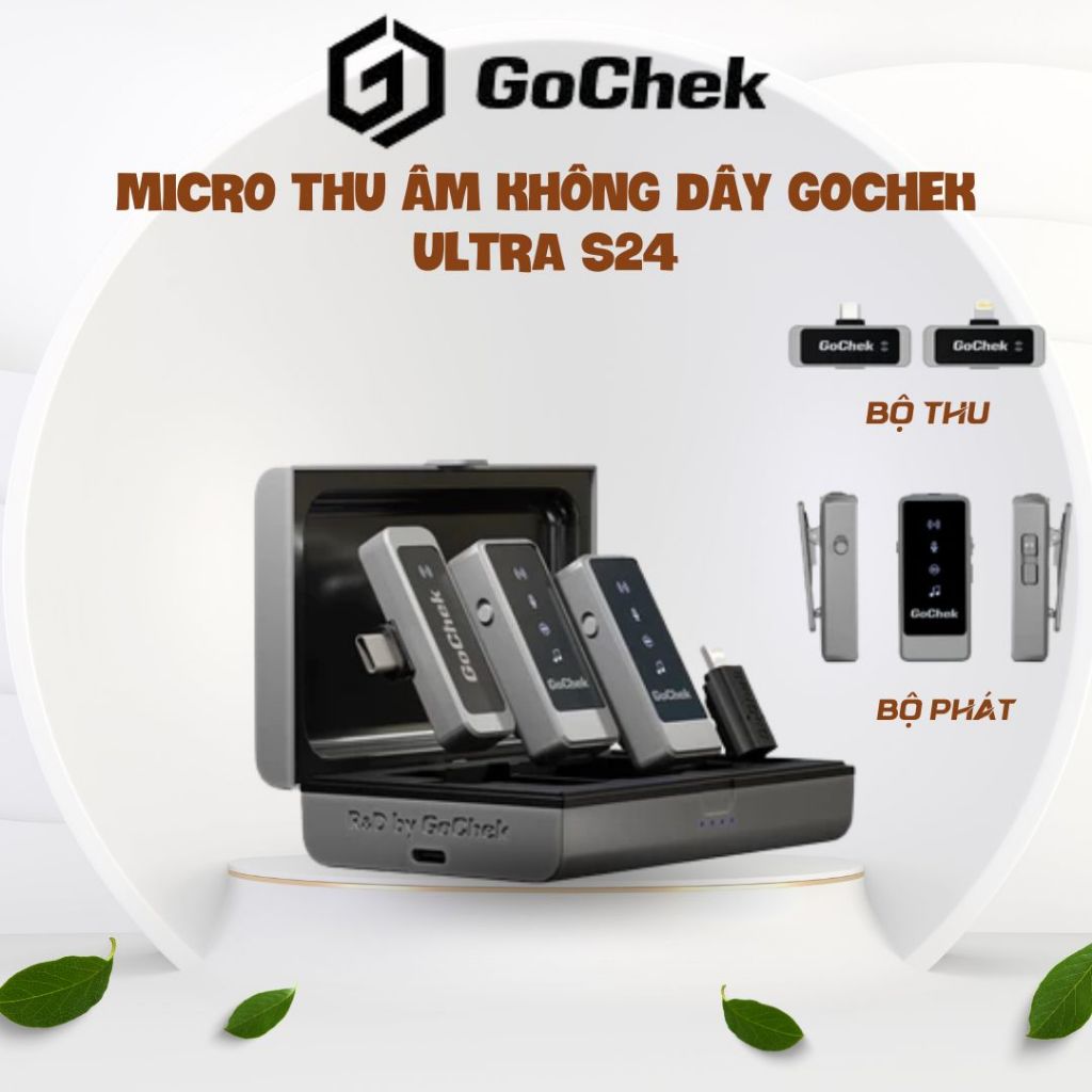 Mic Thu Âm Không Dây Gochek Ultra S24 - Tích Hợp Hai Đầu Chuyển Type C Và Lainning Trong Cùng Một Hộ