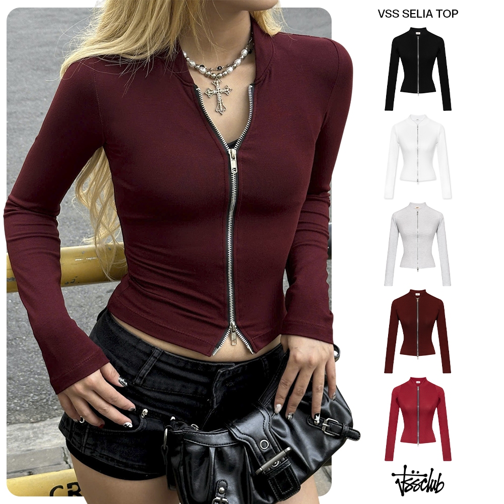Áo Dài Tay VSS Vải Thun Gân Co Giãn Mềm Mại Thoáng Mát Form Ôm Body Chiết Eo Khóa Kéo 2 Đầu - ATD10 | BigBuy360 - bigbuy360.vn