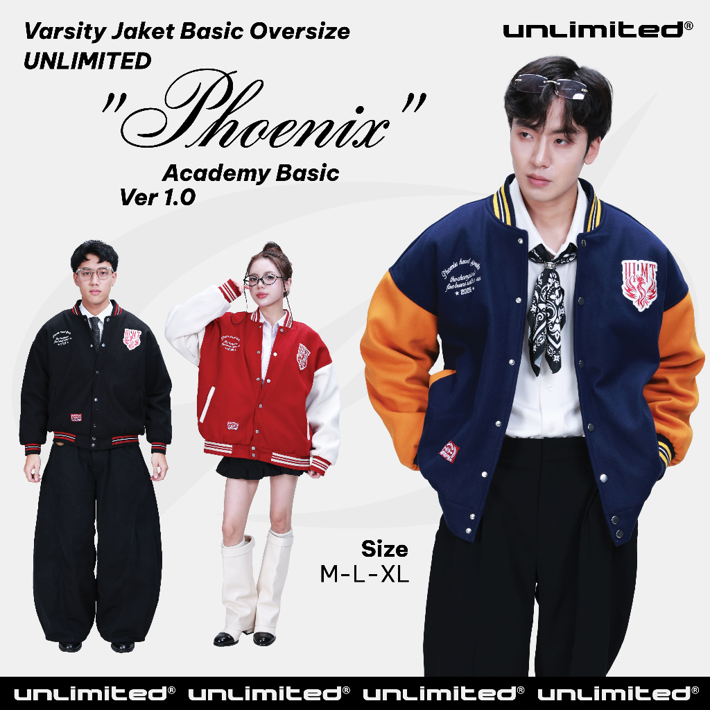 Áo Khoác Varsity Jaket Basic Oversize UNLIMITED "Phoenix" Academy Basic Ver 1.0 Unisex Nam Nữ