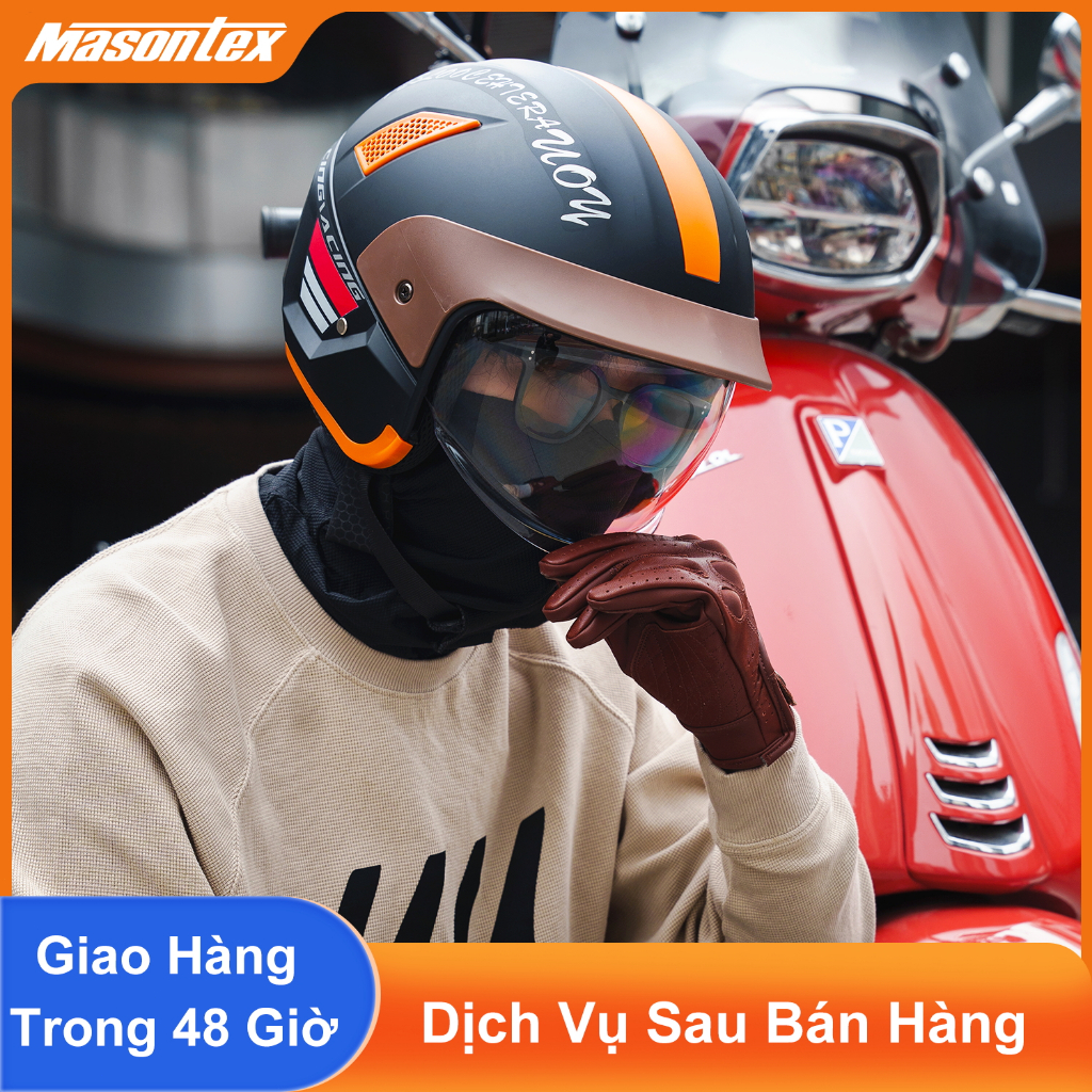 Masontex 706 Mũ Bảo Hiểm 3/4 Cho Xe Máy, Lót Tháo Rời, Thiết Kế Retro