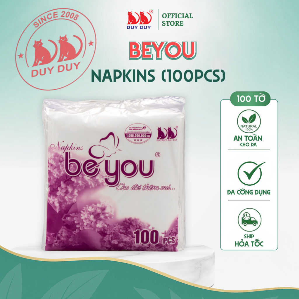 Khăn giấy ăn vuông NAPKINS BE YOU (100 tờ)  100% bột giấy cao cấp kích thước (31x31 cm)
