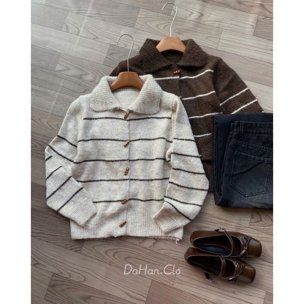 Áo Cardigan Len Sọc DAHAN – Phong Cách Vintage & Thanh Lịch-DH12