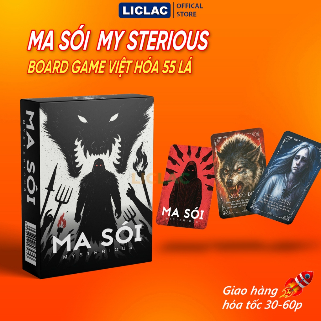 Bộ bài Ma Sói Mysterious 55 Lá - Boardgame giải trí cho nhóm bạn bè partygame, team building